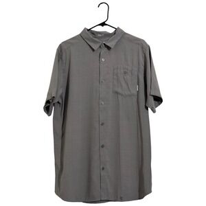 Columbia Mens Gray Active Fit Short Sleeve Button Down Shirt  Size Large